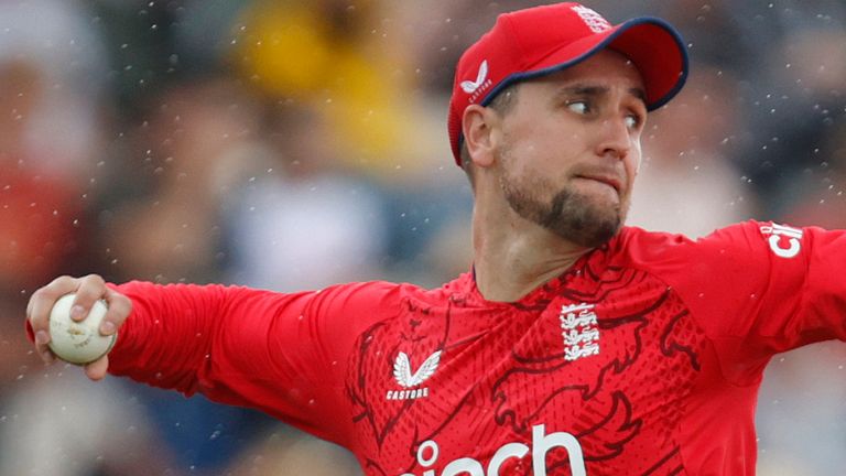 England&#39;s fielder Liam Livingstone throws the ball during the 3nd T20 Cricket match between England and South Africa in Southampton, England, Sunday, July 31, 2022. (AP Photo/David Cliff)