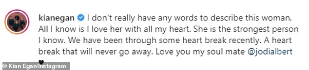 Supportive: Meanwhile, Irish singer Kian also uploaded the same picture for his 302,000 followers and penned an emotional response