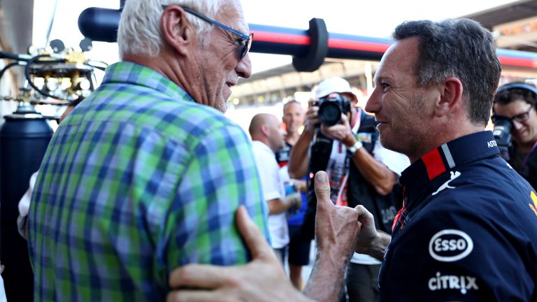  Mateschitz with Red Bull team principal Christian Horner