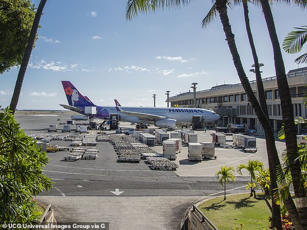 De Matos, 36, boarded Hawaiian Airlines flight HA452 at 9.22pm to make the 8,180km journey to Honolulu on an Airbus A320, according to documents tendered in Downing Centre Local Court. A Hawaiian Airlines plane is pictured at Daniel K. Inouye International Airport