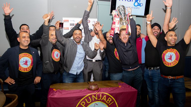 Nigel Boyce FA Youth Cup trophy lift  Punjabi Villans Diwali (credit: Delraj Takher)