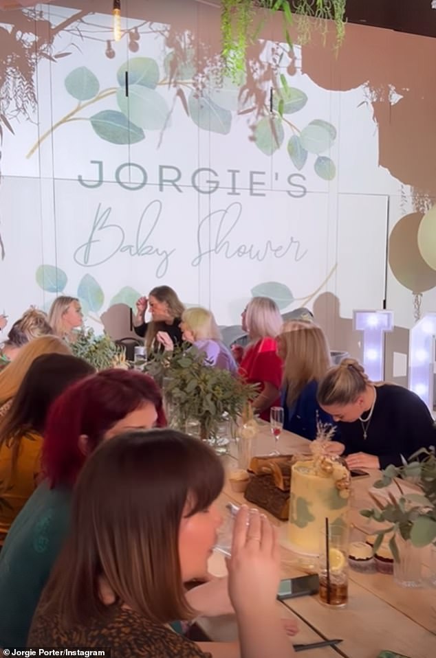 Incredible: Jorgie's family and friends enjoyed a lavish meal to celebrate her having a baby boy