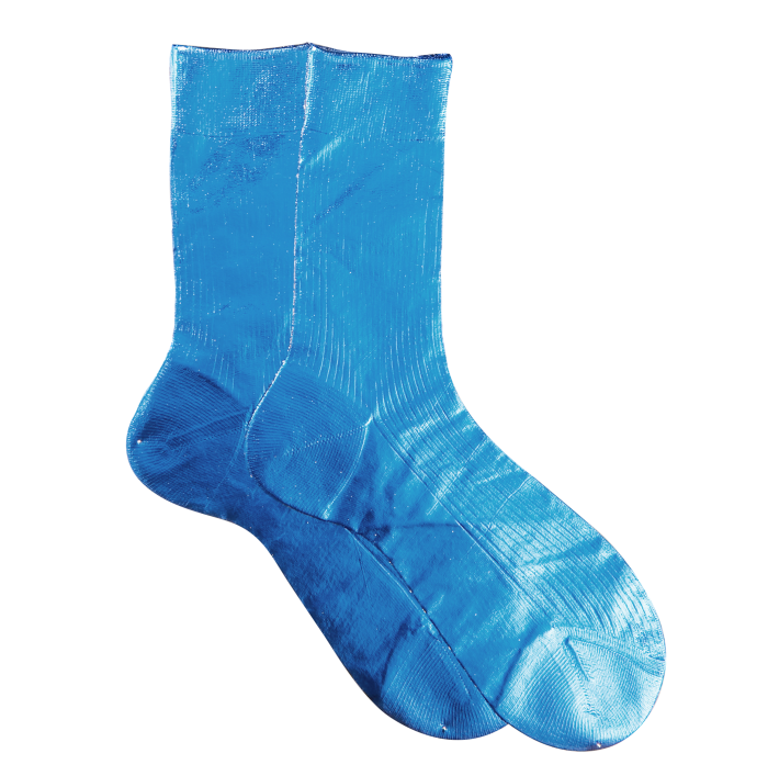 Laminated One blue socks, £39, available at Marialarosa.it