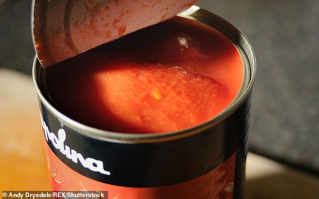 Tinned tomatoes, black beans and chickpeas are all staples of my store cupboard.  Tinned tomatoes are seen above