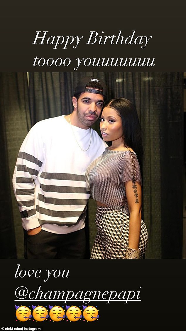 Drake's fellow artist Nicki Minaj also shared a happy birthday message for the rapper