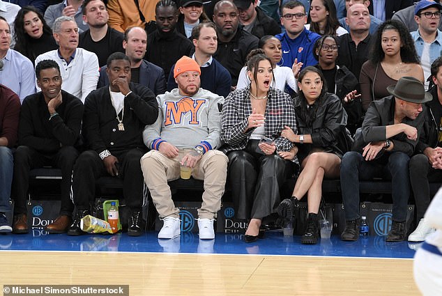 Star-studded: Graham was not the only celebrity present at the game, as she was seated not far from both Chris Rock and Tracy Morgan