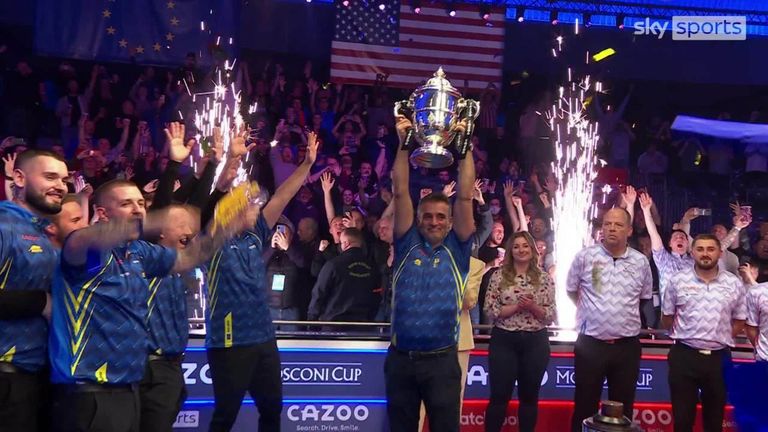 Team Europe raised the Mosconi Cup after beating USA 11-6 to move ahead in overall wins