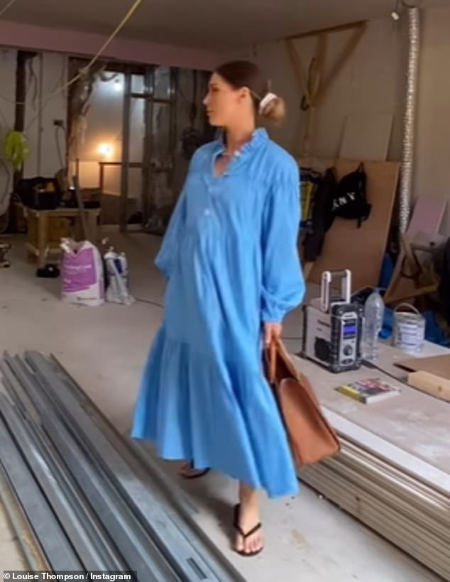 Flashback: Louise shared a throwback video of her property, which she shares with fiancé Ryan Libbey, as it was being renovated while she was pregnant