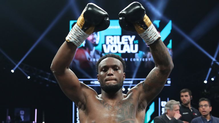 Viddal Riley celebrates his brutal knockout win over Jone Volau (Image: Lawrence Lustig)