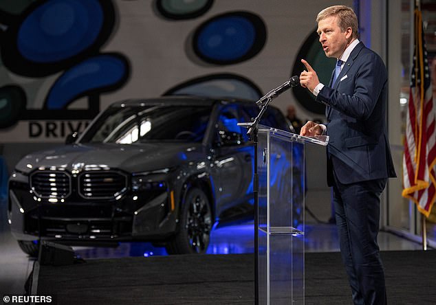 Speaking at an event in the US earlier this month, BMW's chairman Oliver Zipse (pictured) said 'there is no signal' that the combustion engine will be obsolete within the next 15 years