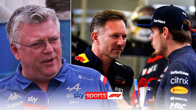 Alpine team principal Otmar Szafnauer reacts to the news of the FIA's $7 million penalty for Red Bull's cost cap breach.