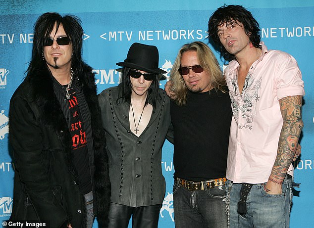 What does it mean? Despite saying he would 'continue as a member of the band,' it's unclear what that looks like without going on tour. Mötley Crüe hasn't released an album of new music since dropping Saints of Los Angeles in 2008 (L to R: Nikki Sixx, Mick Mars, Vince Neil and Tommy Lee pictured 2005)