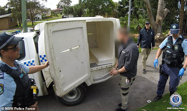 ACIC CEO Michael Phelan APM said that serious and organised crime groups continue to profit from the business of drugs (Pictured, NSW police make an arrest after an investigation into the supply of prohibited drugs across the Central Coast and Hunter)