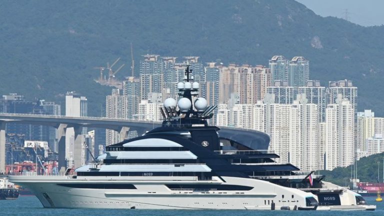 Russian oligarch’s $500 million yacht leaves Hong Kong for Cape Town