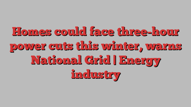 Homes could face three-hour power cuts this winter, warns National Grid | Energy industry