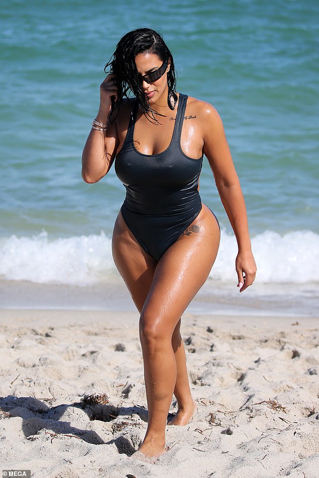 Kanye West’s ex Chaney Jones showcases her curves at the beach in Miami