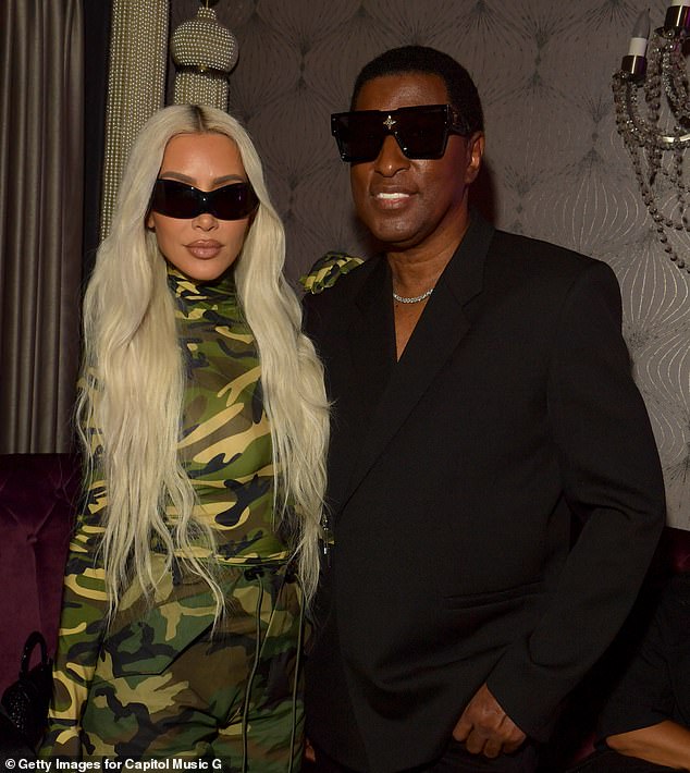 Kim Kardashian pours her curves into camouflage print outfit at Babyface’s album release party