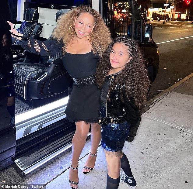 Mariah Carey, 53, and her mini-me daughter Monroe, 11, show off their voluminous locks