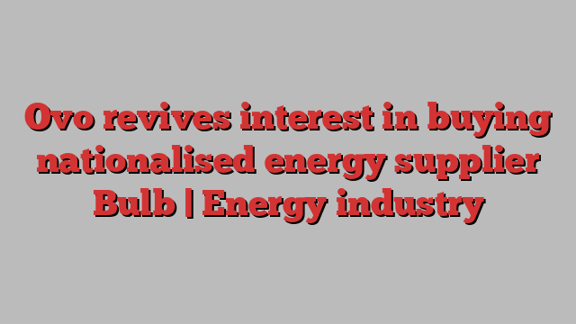 Ovo revives interest in buying nationalised energy supplier Bulb | Energy industry