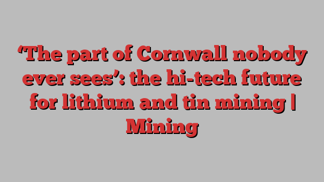 ‘The part of Cornwall nobody ever sees’: the hi-tech future for lithium and tin mining | Mining