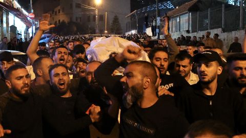 Mourners in the West Bank on October 25, 2022. 