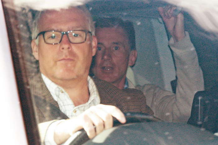 Chancellor of the Exchequer Jeremy Hunt in the back seat of his car leaving Chequers after a meeting with prime minister Liz Truss