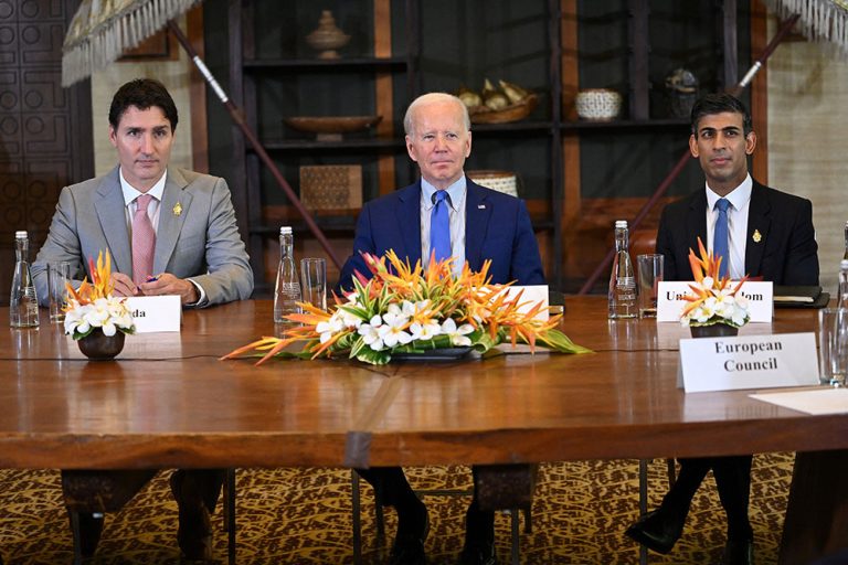 Split-screen emerges as Biden convenes crisis talks while Trump prepares campaign announcement