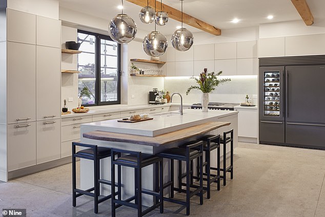 The couple's roomy kitchen is pictured