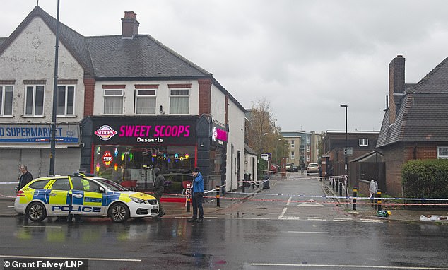 Police have said that the 21-year-old could have been attacked by up to three men. Pictured: The cordon in Downham today