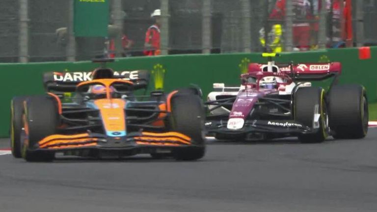 Ricciardo finally completed the overtake on Alfa Romeo's Zhou Guanyu, while Lance Stroll and Pierre Gasly hit each other on the same straight.