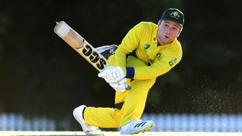 Nero hits a shot during a match at the International Cricket Inclusion Series.