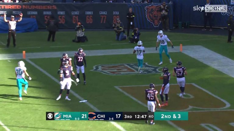 Tua Tagovailoa fires a laser to Jaylen Waddle for an 18-yard touchdown to put the Miami Dolphins further in front against the Chicago Bears