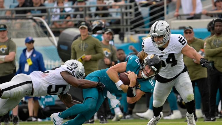 Highlights of the Las Vegas Raiders against the Jacksonville Jaguars from Week Nine of the NFL season