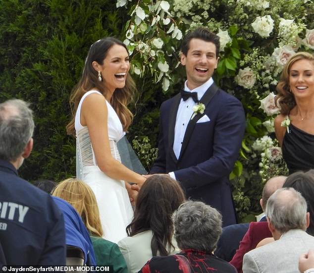 The happy couple wed at the stunning Cupitt's Estate near Mollymook on the NSW South Coast at 3:30pm on Friday in front of friends and family