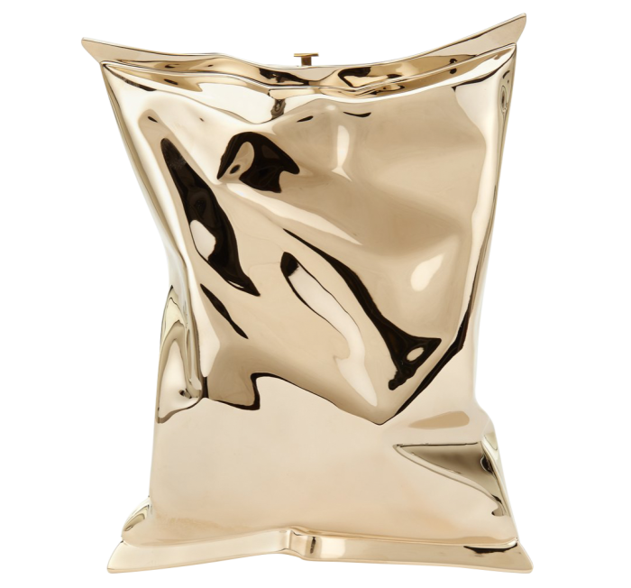 Anya Hindmarch brass small Crisp Packet clutch, £995