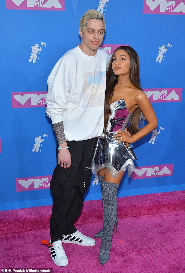 Thank u next: Back in 2018, Pete's then fiancee Ariana Grande famously boasted about the size of the comedian's manhood on Twitter, prompting a social media user to coin the phrase 'big d**k energy (pictured 2018)