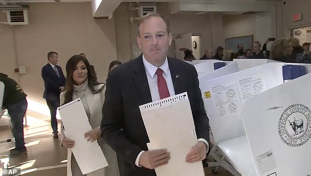 Hochul's opponent is Lee Zeldin, a Republican ran a tight race as he remained focused on cracking down on crime and helping the economy recover. He is shown casting his vote