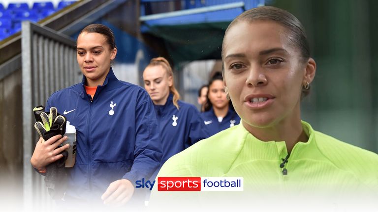 Rebecca Spencer of Tottenham Hotspur Women makes her way to the outfield during the Barclays FA Women&#39;s Super League match between Birmingham City Women and Tottenham Hotspur Women