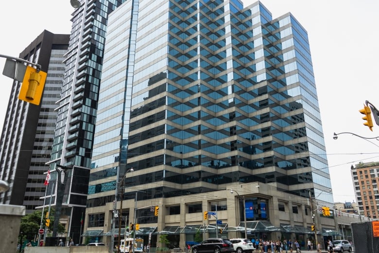  A building at the corner of Dundas Street and University Avenue in Toronto.