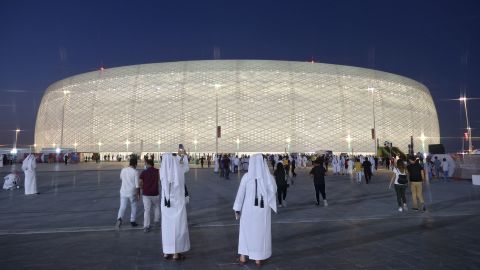 A general view shows the exterior of the Al-Thumama Stadium in Doha -- one of eight stadiums that will host World Cup matches 