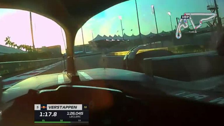 Watch from Max Verstappen's helmet cam as the sun goes down at the Yas Marina circuit in Abu Dhabi.