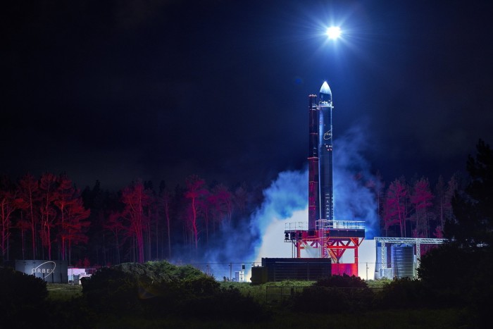 The Orbex Prime rocket on the launchpad at  the Orbex Test Site in Kinloss, Scotland