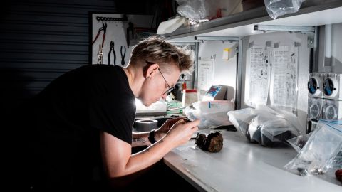 On board the RV Tangaroa, marine geology technician Erica Spain (pictured) had two roles: mapping the seafloor with a multibeam echosounder, and taking sediment samples (pictured).