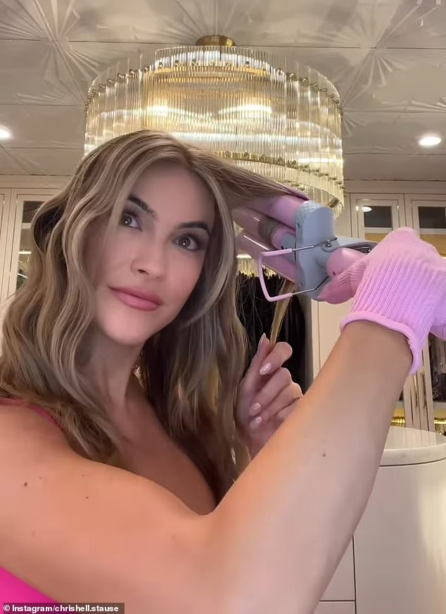 The Selling Sunset star, 41, uploaded a video of her styling her hair with a straightener when eagle-eyed fans noticed she was wearing the protection glove on the wrong hand