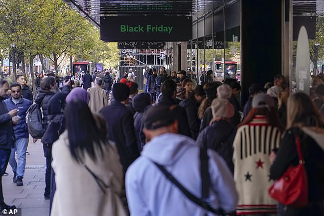 Busy: Despite the cost of living concerns, Barclaycard Payments, which processes £1 in every £3 spent in the UK, said that on Friday the volume of payments remain consistent compared to the same period on Black Friday 2021