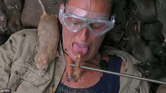 Technique: She was seen using her tongue to remove stars from a metal pole in a bid to win her meals