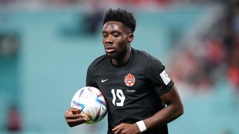 Alphonso Davies speaks before Canada’s final World Cup match