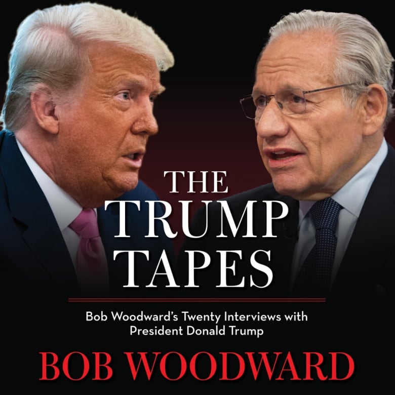 A square audiobook cover features two older men, face to face. The title reads: "The Trump Tapes: Bob Woodward's Twenty Interviews with President Donald Trump."