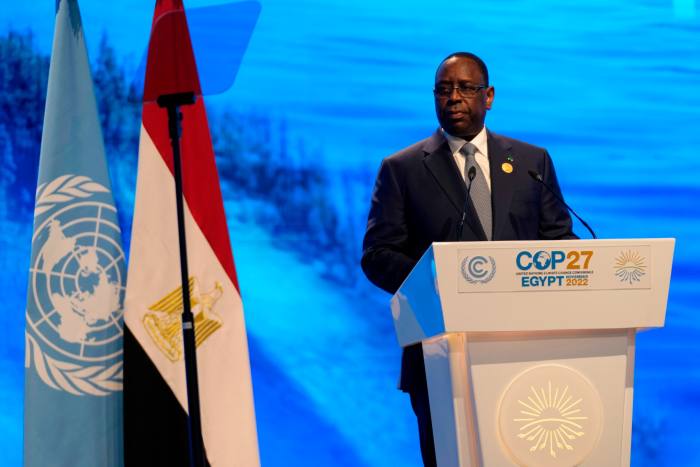 Macky Sall speaking at the COP27 summit