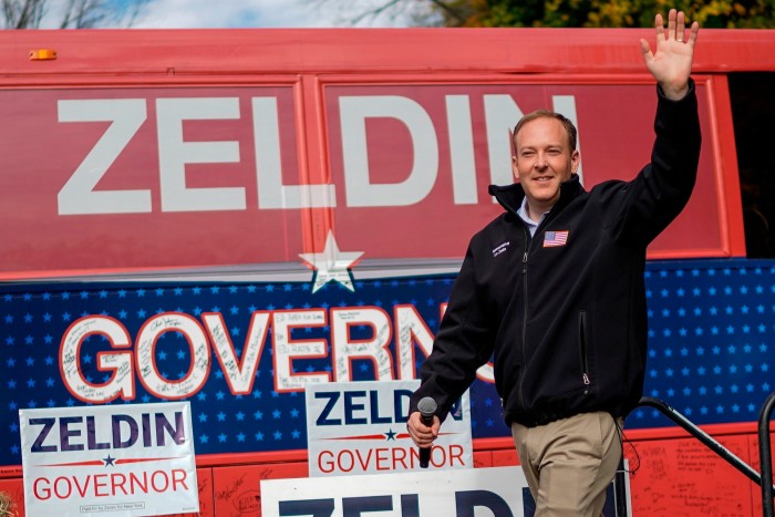 Lee Zeldin at a campaign rally in Westchester, New York, in October 